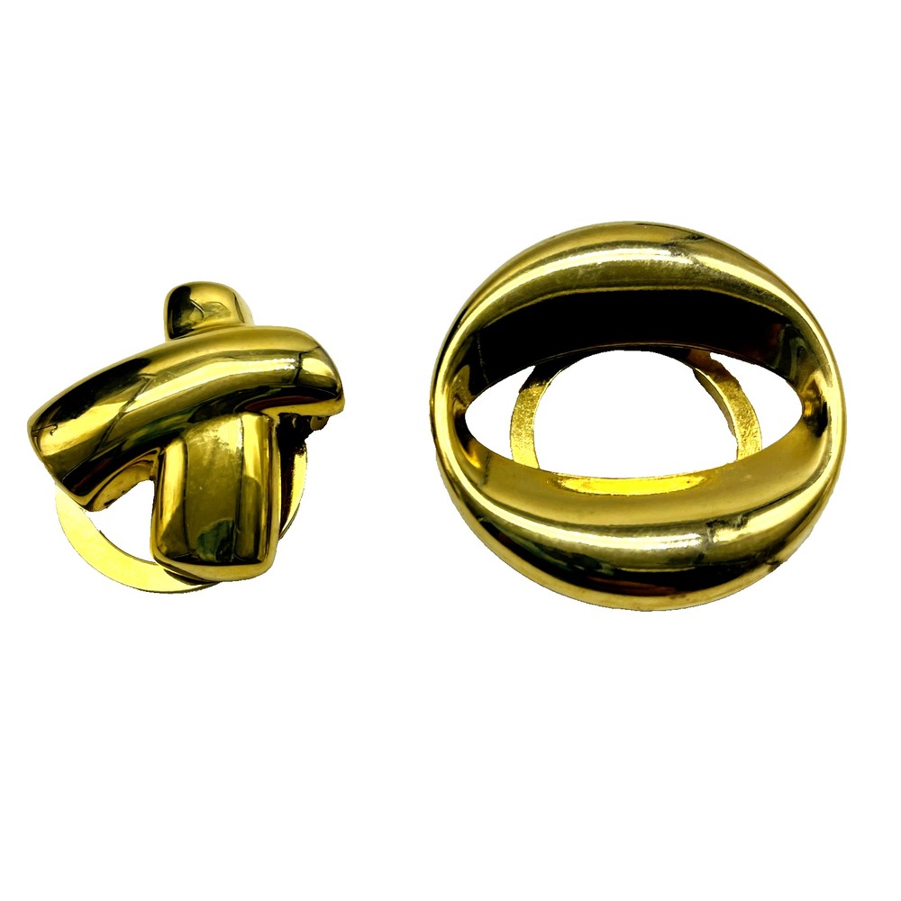 Vintage Gold Tone Scarf Clips Lot of 2 Modernist Geometric Scarf Jewelry XO